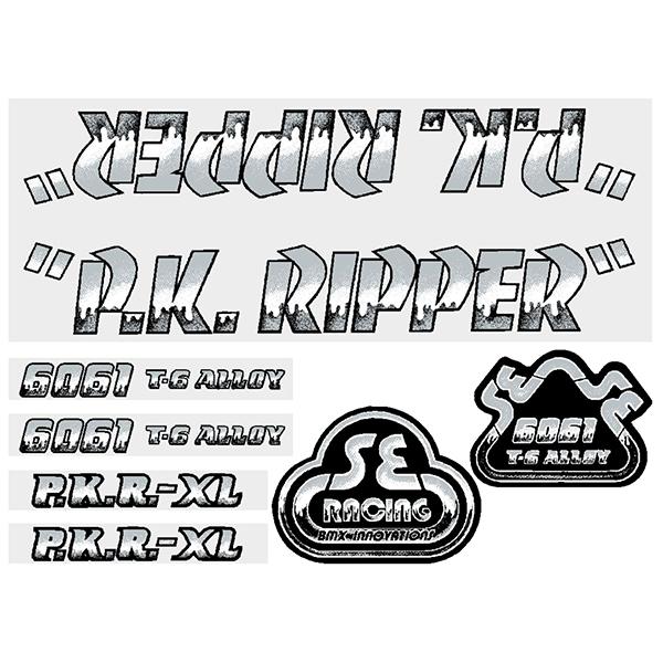 Se Racing Pk Ripper Drippy Font Decal Set In Black/silver - Old School Bmx Decal-Set