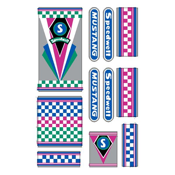 Speedwell Mustang CHECKERS dragster decal set - Bmx Products AU