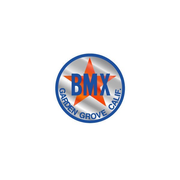 Star Products - ROUND BMX blue orange on chrome decal - old school bmx - Bmx Products AU