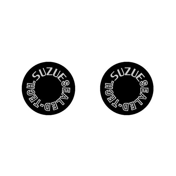 SUZUE - SEALED - TECH - ROUND black (PAIR) hub decals - Old school bmx - Bmx Products AU