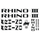 Tange Rhino III - Black with white outline decal set - Old school bmx - Bmx Products AU