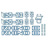 Tange Rhino III - White with Blue outline decal set - Old school bmx - Bmx Products AU