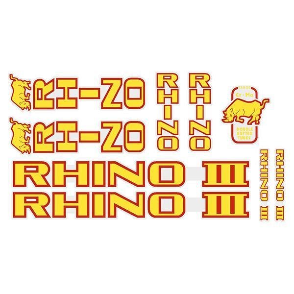 Tange Rhino III - Yellow with Red outline decal set - Old school bmx - Bmx Products AU