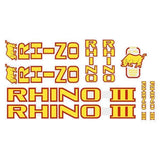 Tange Rhino III - Yellow with Red outline decal set - Old school bmx - Bmx Products AU