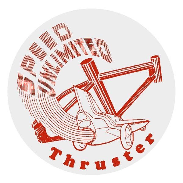 Thruster - Speed unlimited ROUND decal RED on CLEAR decal - old school bmx - Bmx Products AU