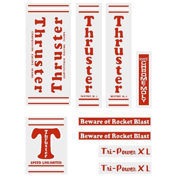 Thruster - TRI POWER XL RED T on CLEAR decal set - old school bmx - Bmx Products AU