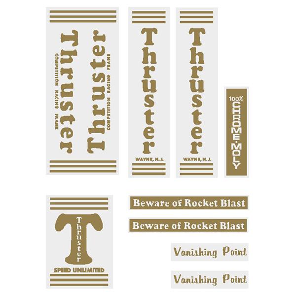 Thruster - Vanishing Point Gold T On Clear Old School Bmx Decal-Set
