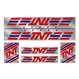 TNT - red & blue Longfellow XL chrome decal set - old school bmx - Bmx Products AU