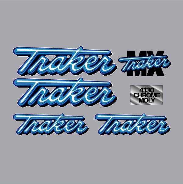 Tracker - MX blue decal set - old school bmx - Bmx Products AU