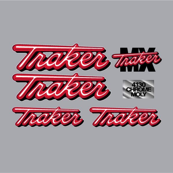 Tracker - MX red decal set - old school bmx - Bmx Products AU